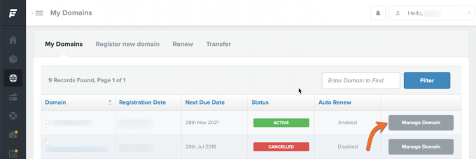 FastComet Manage Domain