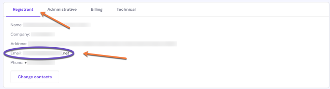 Hostinger Domain Registrant Email
