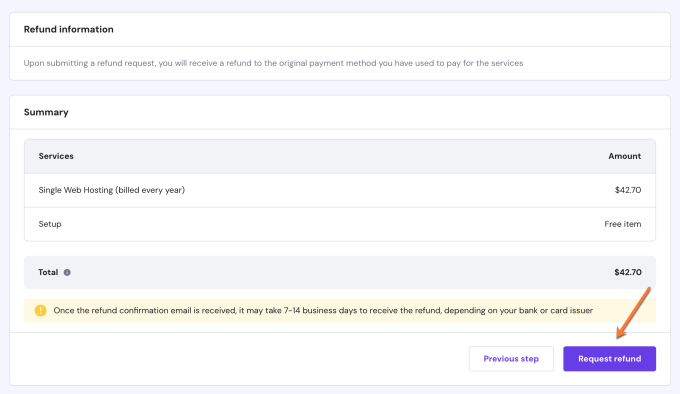 Hostinger Request Refund