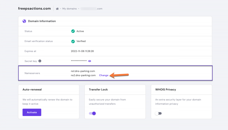 Change Hostinger Nameservers