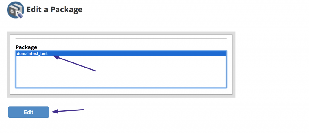 edit a package value in whm