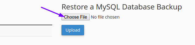 cpanel restore mysql backup